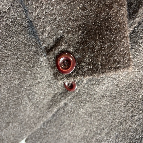 REISS Sz M Coat Dark Brown Textured Wool Turned Collar Button Pockets Lined - Picture 4 of 10